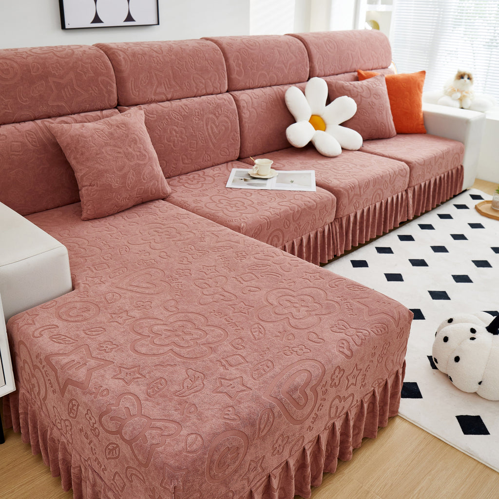 Elastic Skirted Couch Cushion Covers for 1/2/3/4-Seater Sofas, Furniture Protector for Pets, Kids