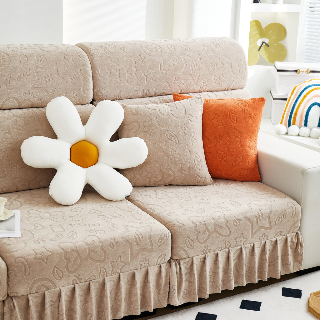 Elastic Skirted Couch Cushion Covers for 1/2/3/4-Seater Sofas, Furniture Protector for Pets, Kids