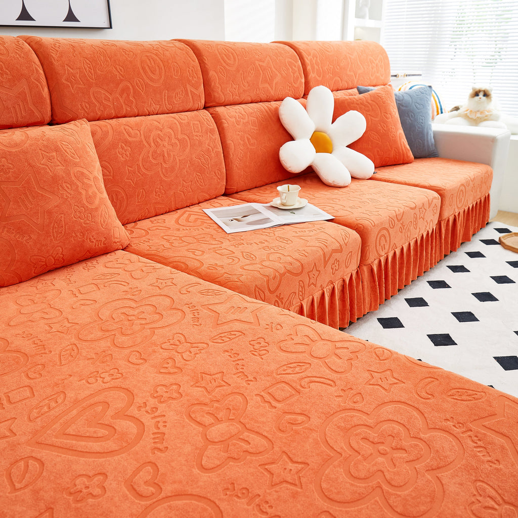 Elastic Skirted Couch Cushion Covers for 1/2/3/4-Seater Sofas, Furniture Protector for Pets, Kids