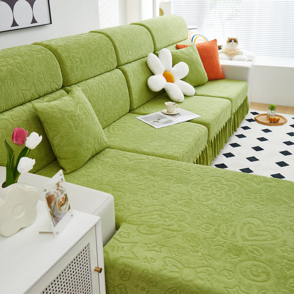 Elastic Skirted Couch Cushion Covers for 1/2/3/4-Seater Sofas, Furniture Protector for Pets, Kids