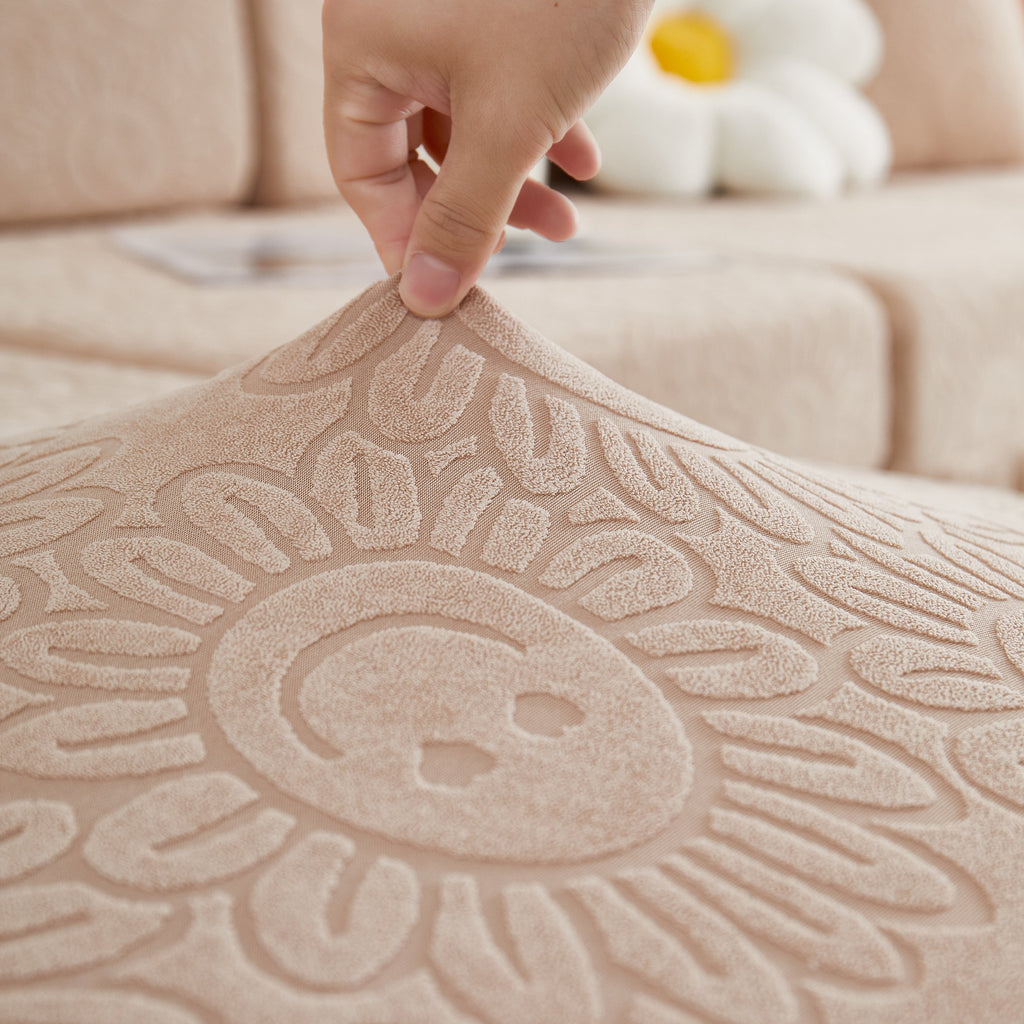 Sofa Seat Cover, Sunflower Patterned Elastic Skirted Couch Cushion Covers for 1/2/3/4-Seater Sofas
