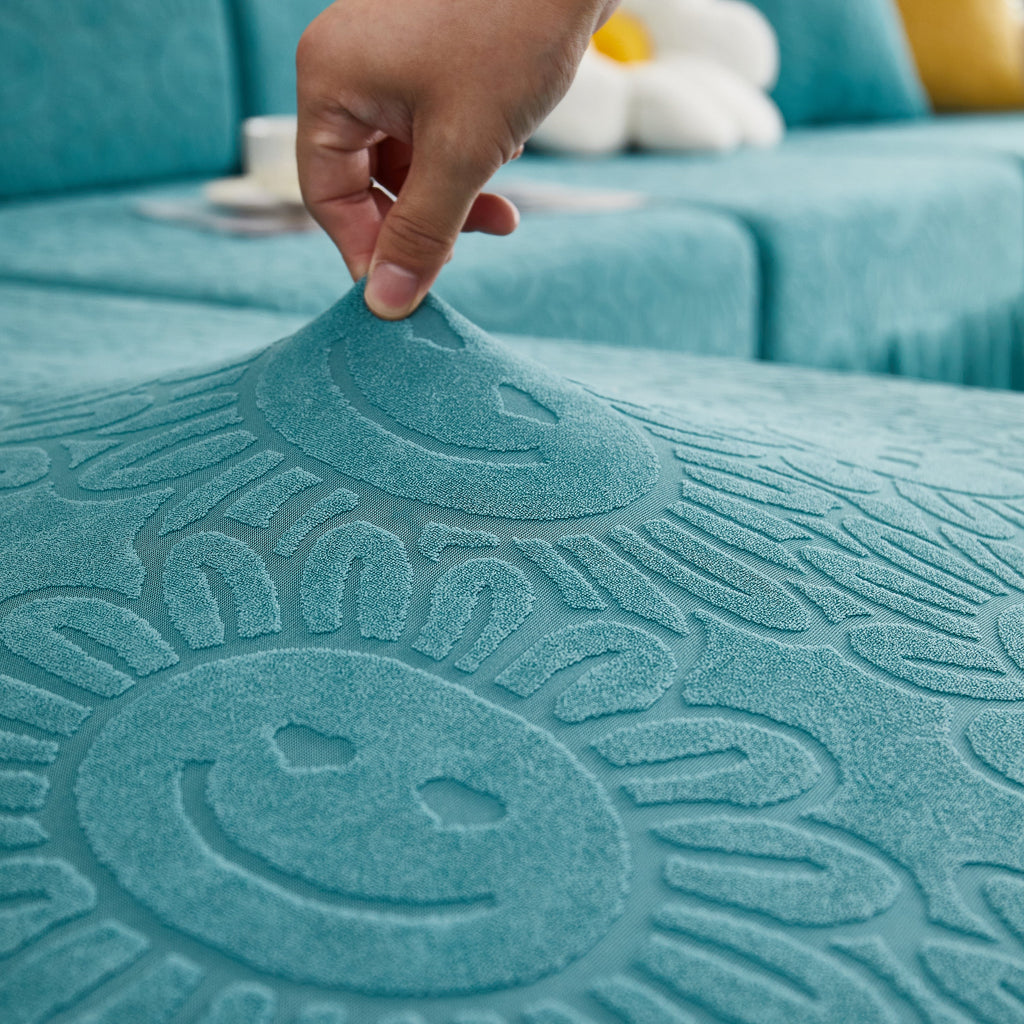 Sofa Seat Cover, Sunflower Patterned Elastic Skirted Couch Cushion Covers for 1/2/3/4-Seater Sofas