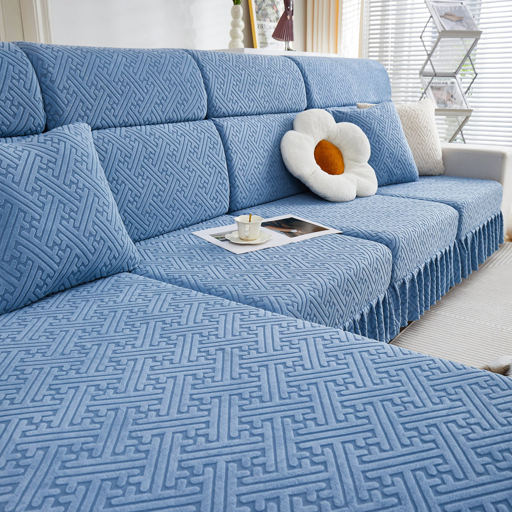 Stretch Sofa Covers with Skirt for Couch Seat and Cushion, Chaise, Sectional, 1/2/3/4 Seater Sofas