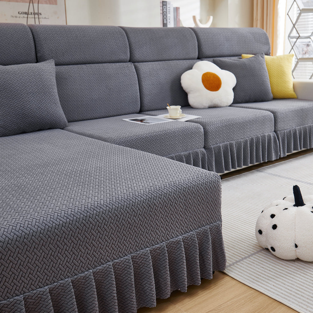 Tailored Sofa Cushion Covers Stretch Couch Seat Covers  with Skirt for Sectional Sofas