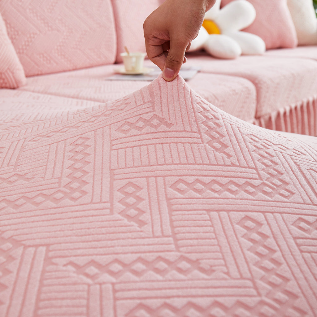 Stretchable Chaise Lounge Sofa Covers and Couch Seat Covers with Skirt for Sectional Couches