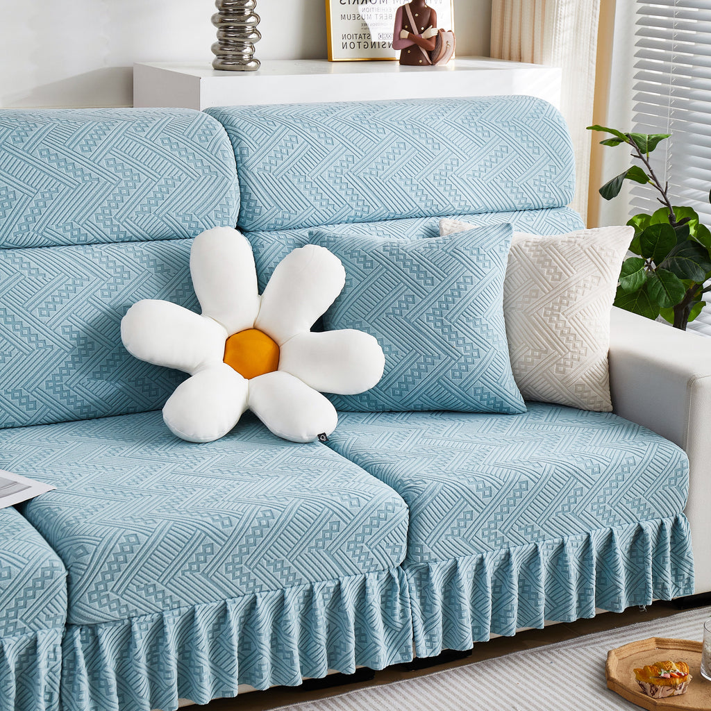 Stretchable Chaise Lounge Sofa Covers and Couch Seat Covers with Skirt for Sectional Couches