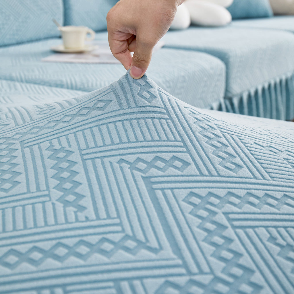 Stretchable Chaise Lounge Sofa Covers and Couch Seat Covers with Skirt for Sectional Couches