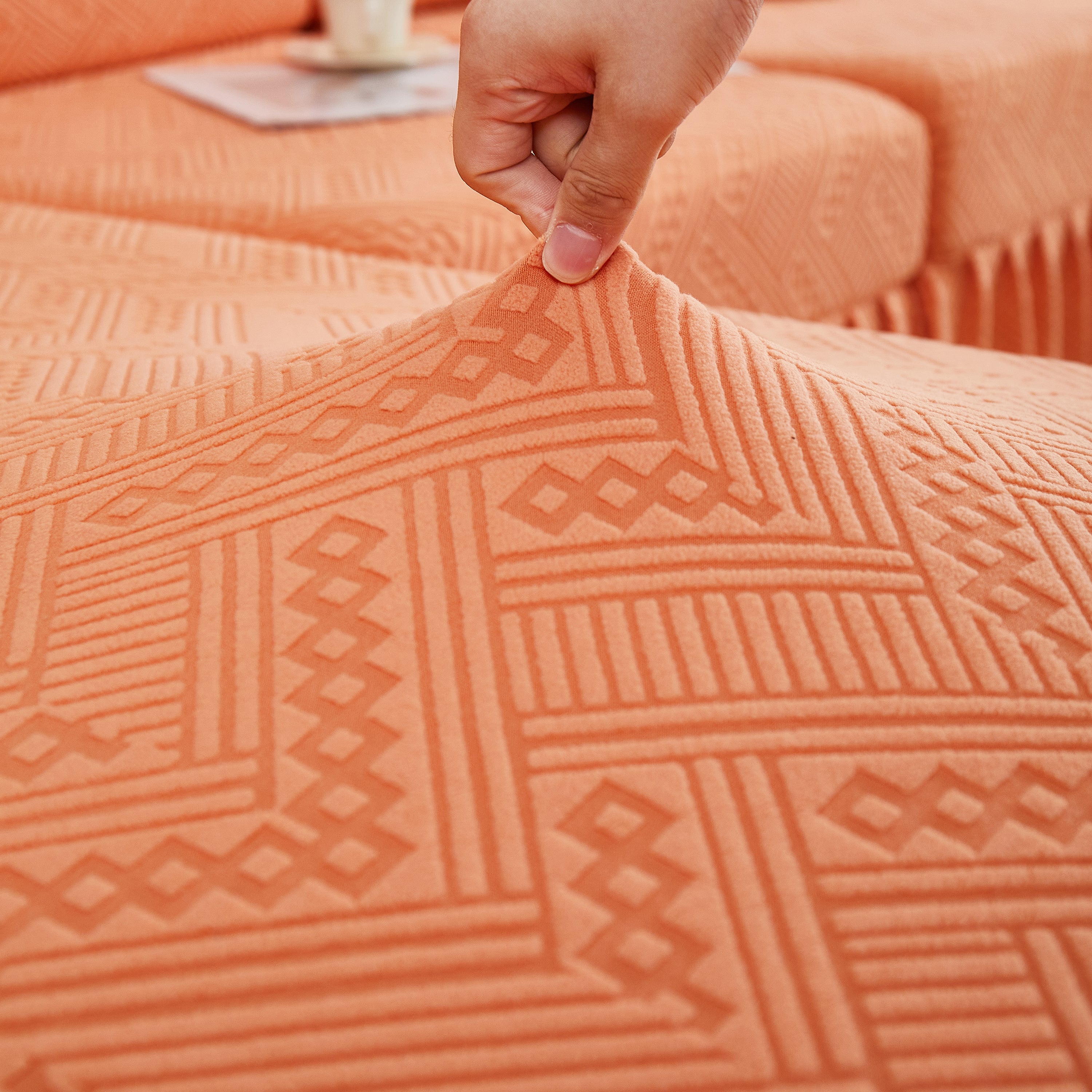 Stretchable Chaise Lounge Sofa Covers and Couch Seat Covers with Skirt for Sectional Couches