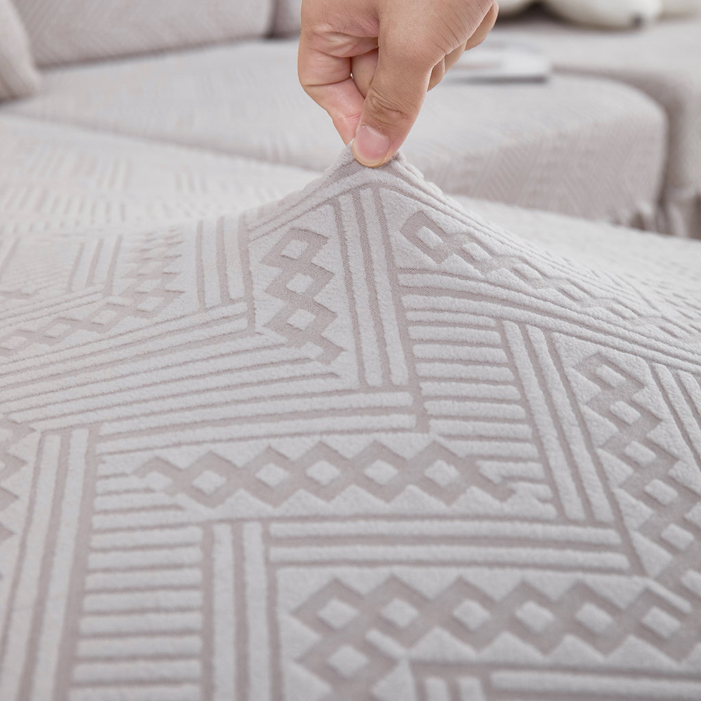 Stretchable Chaise Lounge Sofa Covers and Couch Seat Covers with Skirt for Sectional Couches