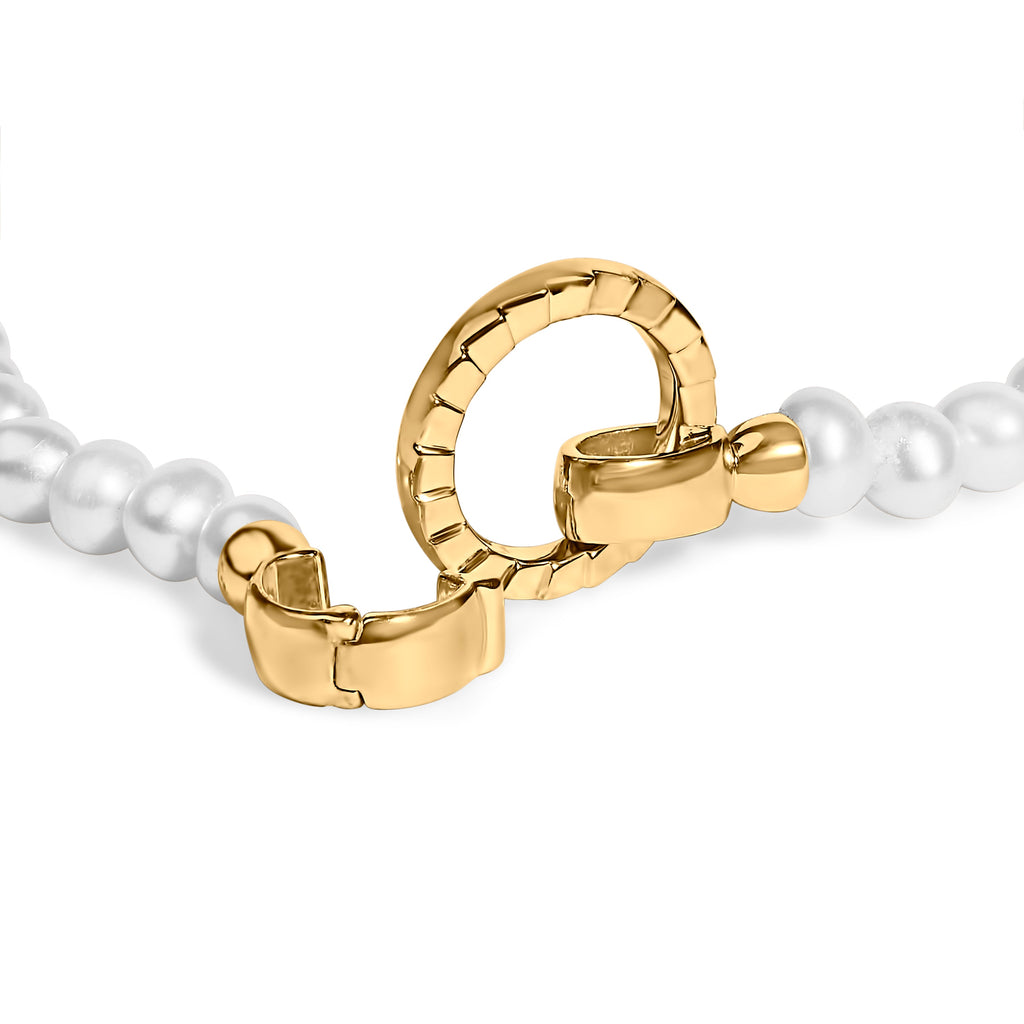 18K Yellow Gold Vermeil Pearl Infinity Lock Tennis Bracelet