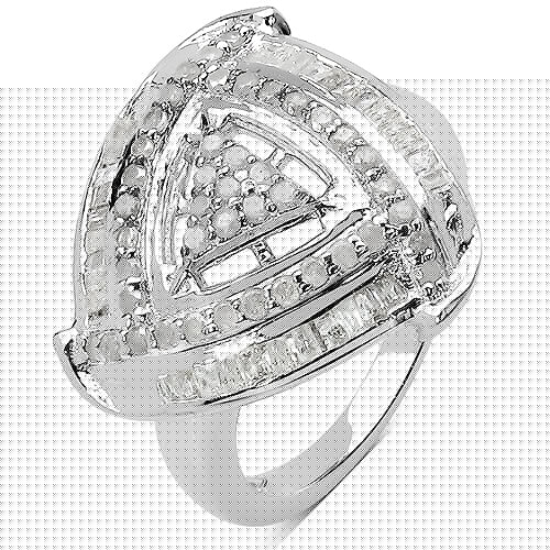 1.23 Carat Genuine White Diamond .925 Sterling Silver Ring