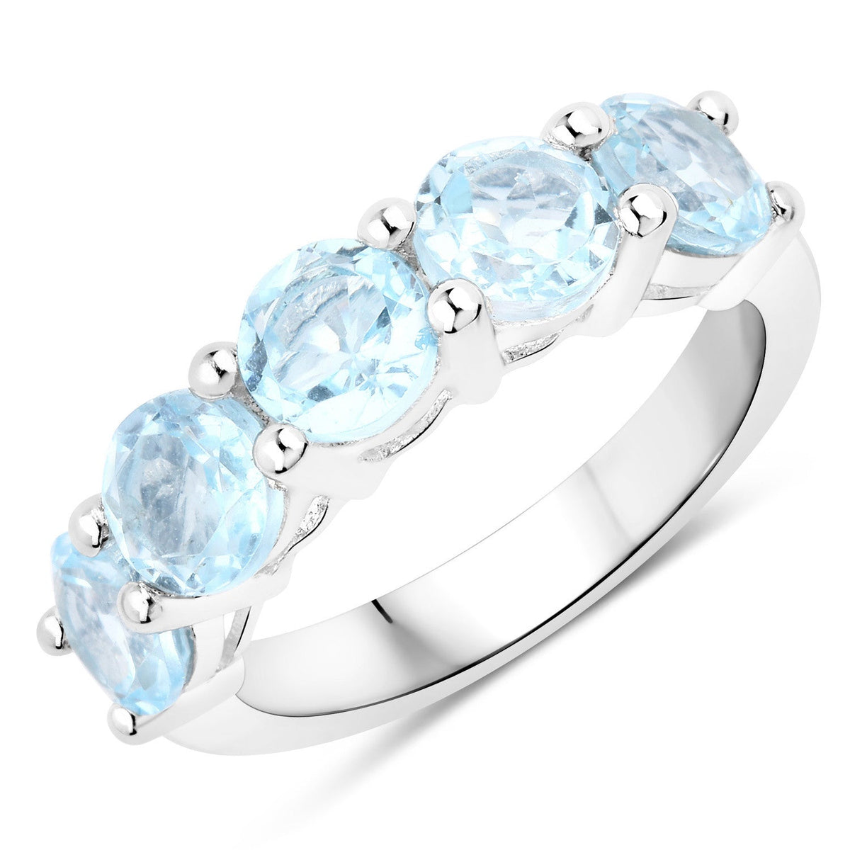 4.00 Carat Genuine Blue Topaz .925 Sterling Silver Ring