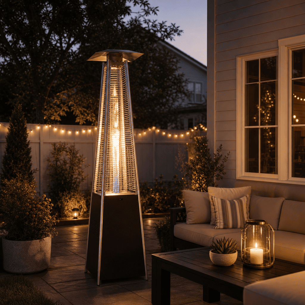 Propane Pyramid Patio Heater 48,000 BTU, with Glass Flame Tube
