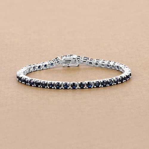 8.36 Carat Genuine Blue Sapphire .925 Sterling Silver Bracelet