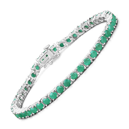 7.48 Carat Genuine Emerald .925 Sterling Silver Bracelet