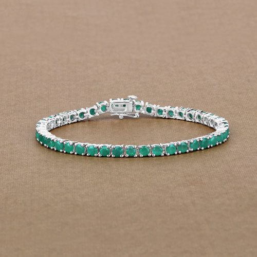 7.48 Carat Genuine Emerald .925 Sterling Silver Bracelet