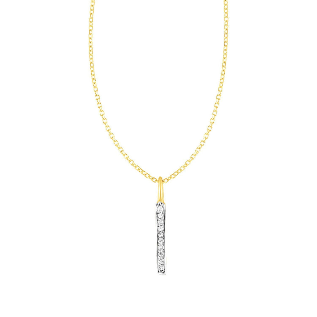 14k Yellow Gold Bar Pendant with Diamonds