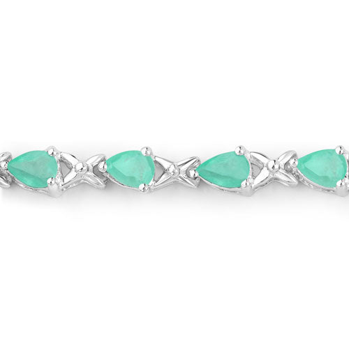 3.08 Carat Genuine Emerald .925 Sterling Silver Bracelet