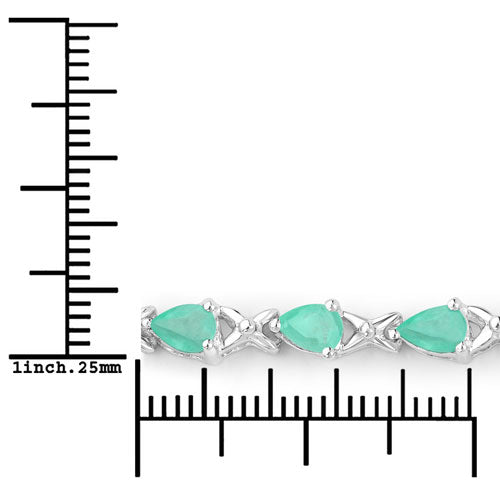 3.08 Carat Genuine Emerald .925 Sterling Silver Bracelet