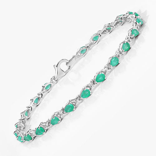 3.08 Carat Genuine Emerald .925 Sterling Silver Bracelet