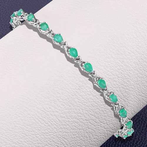 3.08 Carat Genuine Emerald .925 Sterling Silver Bracelet