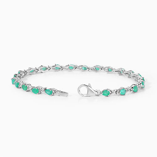 3.08 Carat Genuine Emerald .925 Sterling Silver Bracelet