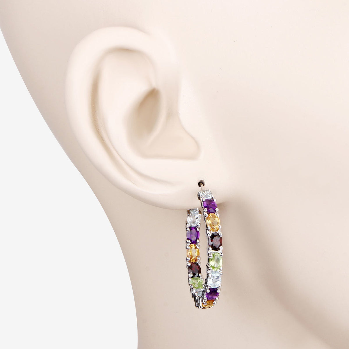 5.44 Carat Genuine Multi Stones .925 Sterling Silver Earrings