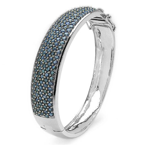 10.00 Carat Genuine Blue Sapphire .925 Sterling Silver Bangle