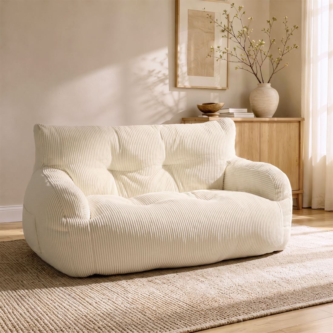 Pamapic 2-Person Bean Bag Sofa, 61"-63" Small-Space Loveseat