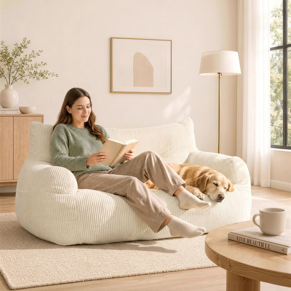 Pamapic 2-Person Bean Bag Sofa, 59"-61" Small-Space Loveseat