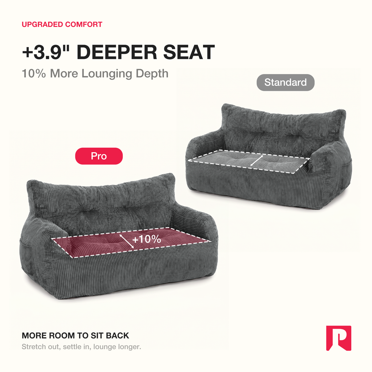 Pamapic 2-Person Bean Bag Sofa, 59"-61" Small-Space Loveseat