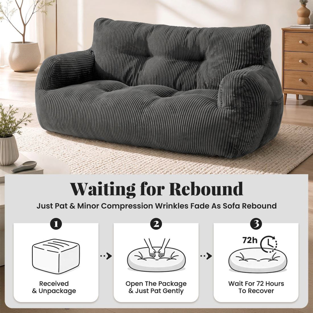 Pamapic 2-Person Bean Bag Sofa, 59"-61" Small-Space Loveseat