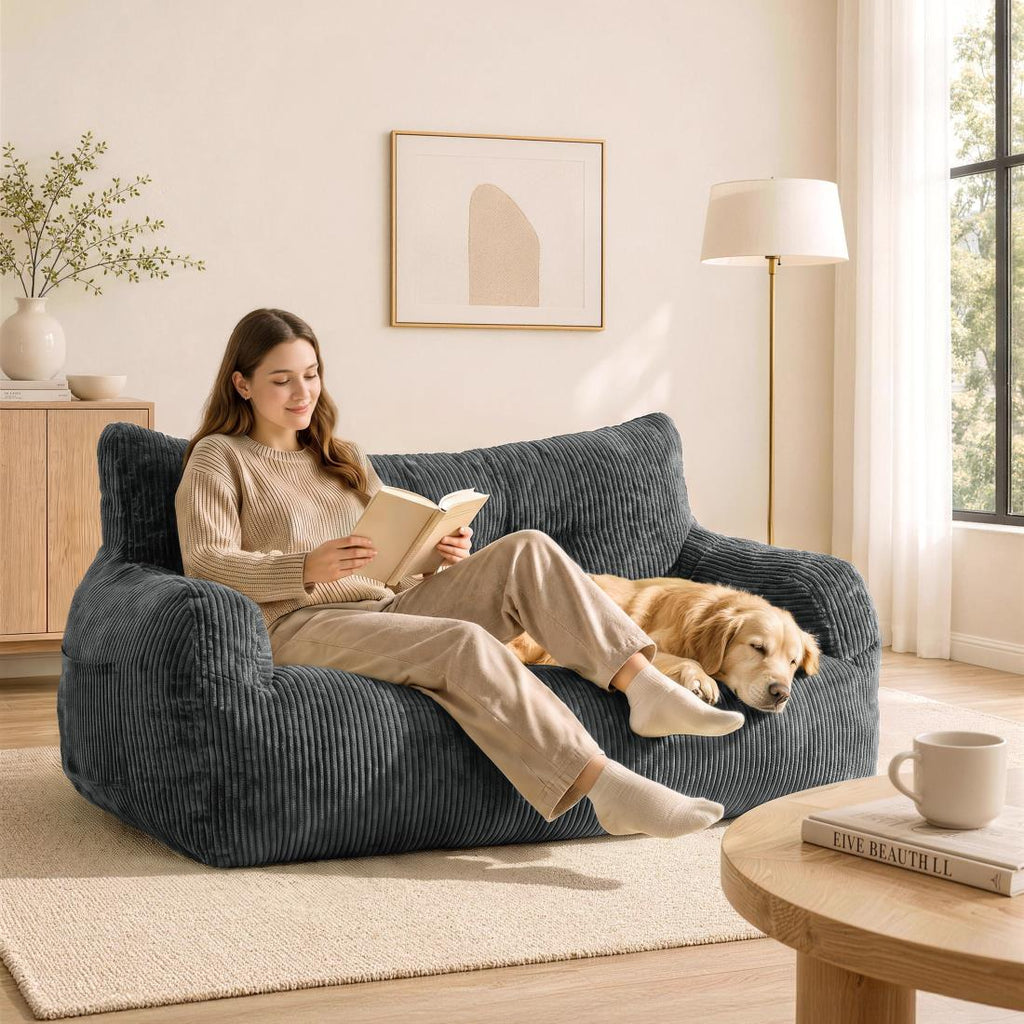 Pamapic 2-Person Bean Bag Sofa, 59"-61" Small-Space Loveseat