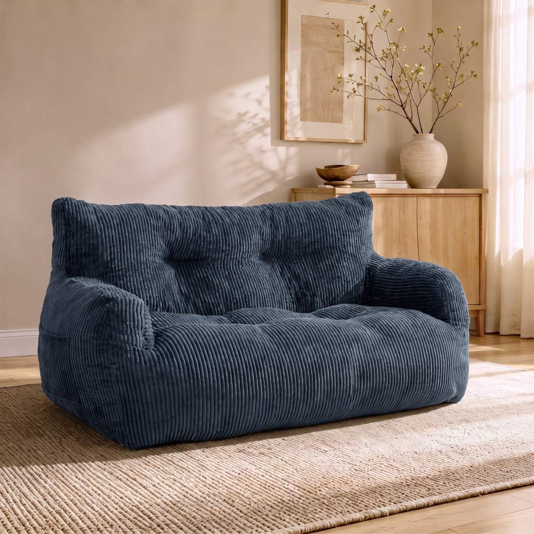Pamapic 2-Person Bean Bag Sofa, 61"-63" Small-Space Loveseat
