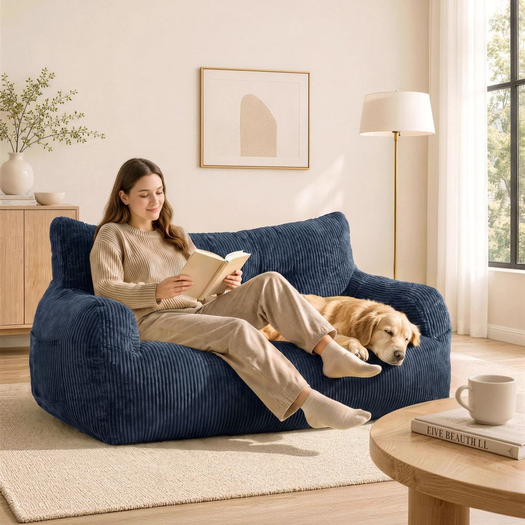 Pamapic 2-Person Bean Bag Sofa, 59"-61" Small-Space Loveseat