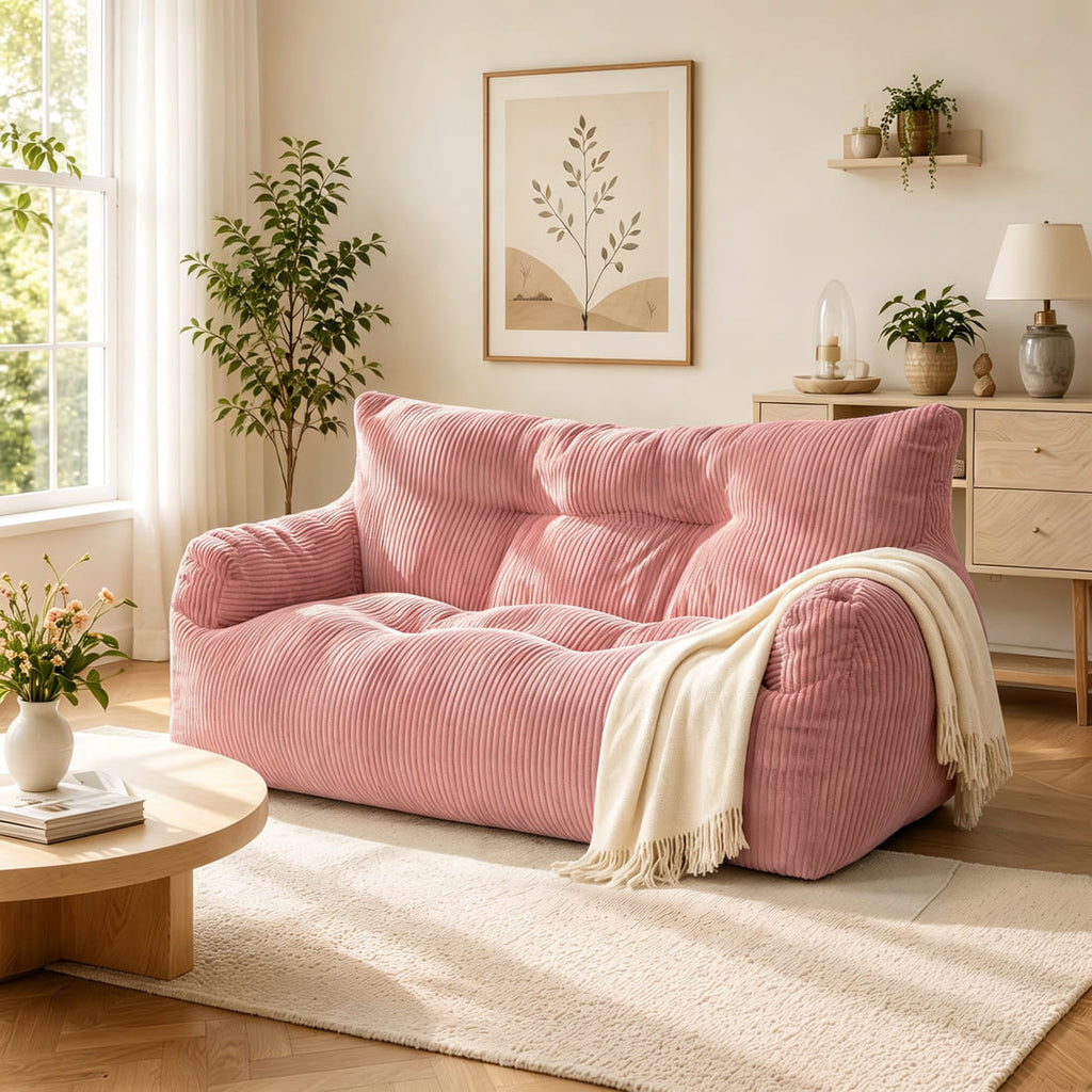 Pamapic 2-Person Bean Bag Sofa, 59"-61" Small-Space Loveseat