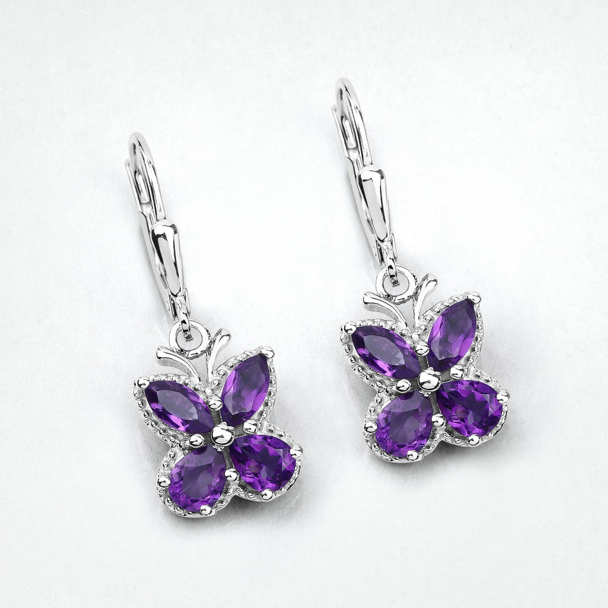 2.12 Carat Genuine Amethyst .925 Sterling Silver Earrings