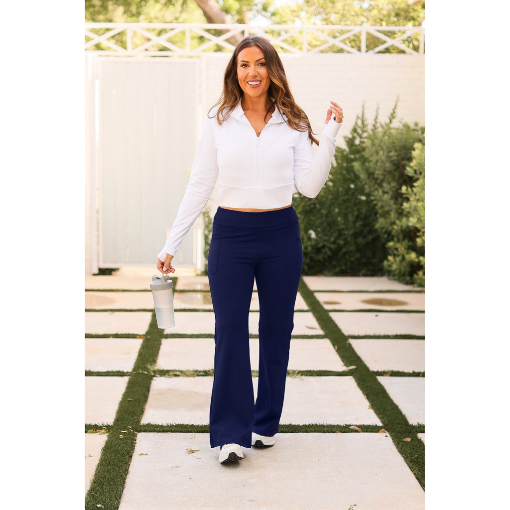 Ready to Ship  | The Mila -  NAVY Bootcut Leggings with Pockets