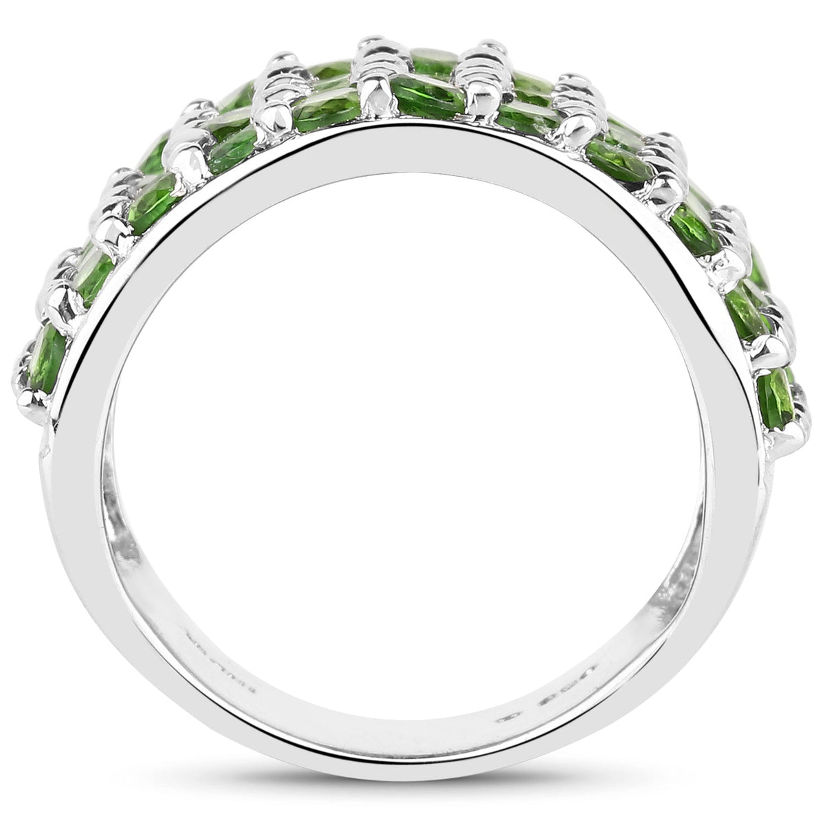3.08 Carat Genuine Chrome Diopside .925 Sterling Silver Ring