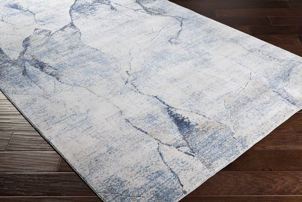 Creighton Blue Marble Textured Luxe Rug