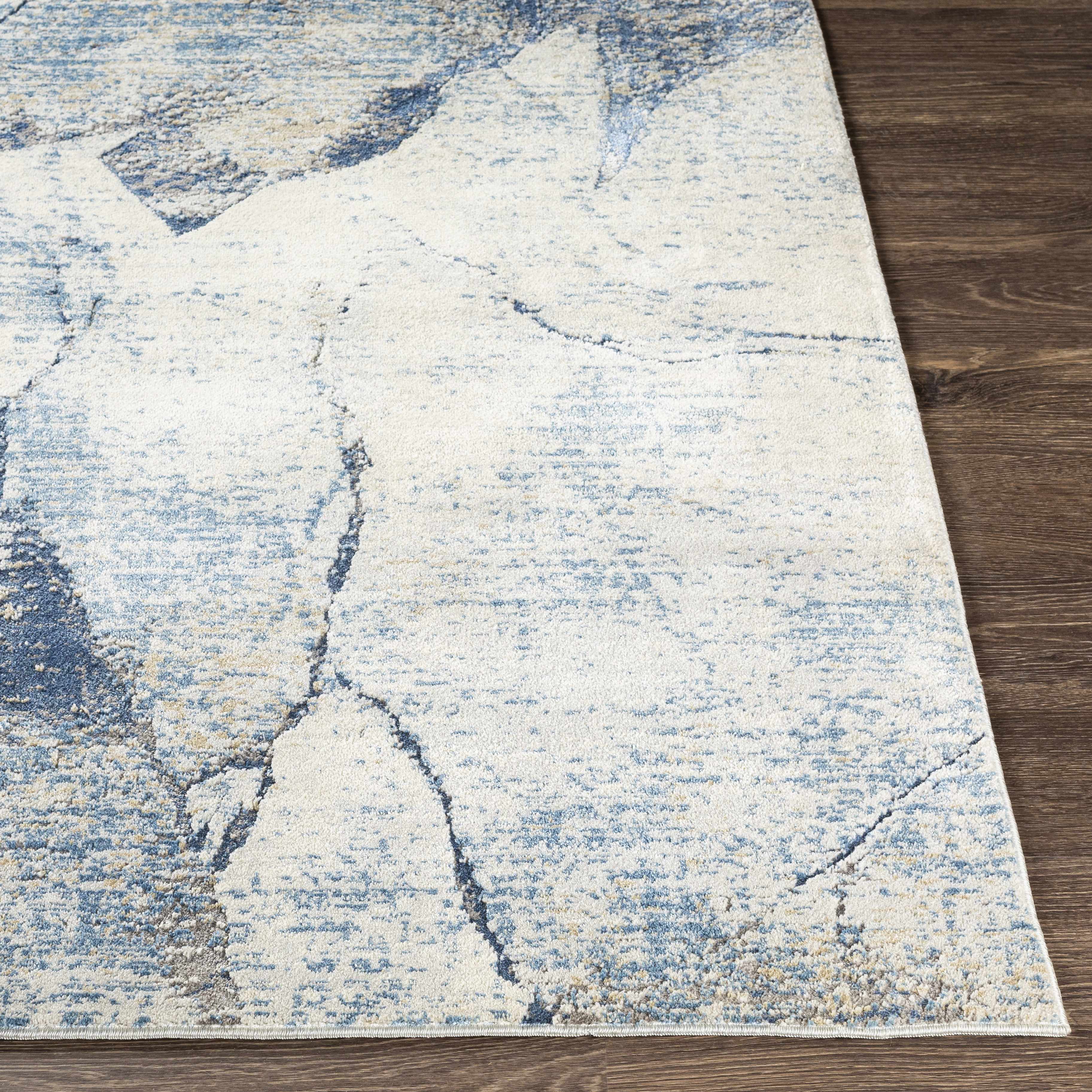 Creighton Blue Marble Textured Luxe Rug