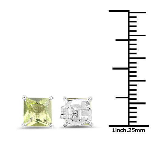 2.00 Carat Genuine Peridot .925 Sterling Silver Earrings