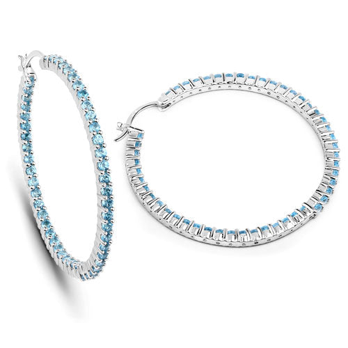 3.60 Carat Genuine Swiss Blue Topaz .925 Sterling Silver Earrings