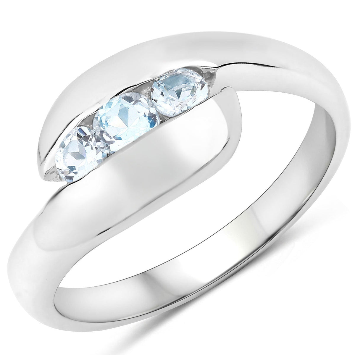 0.74 Carat Genuine Blue Topaz .925 Sterling Silver Ring