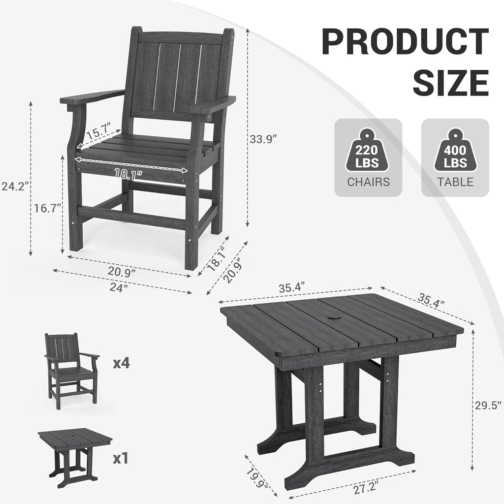 Corex HDPE Outdoor Dining Set, 6-Piece