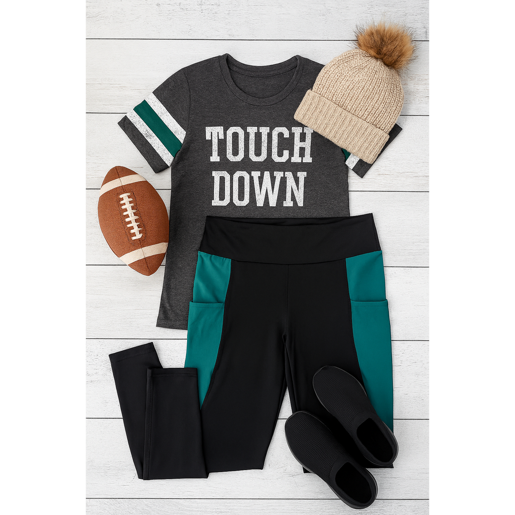 The Gracie- Green Panel Full Length Leggings