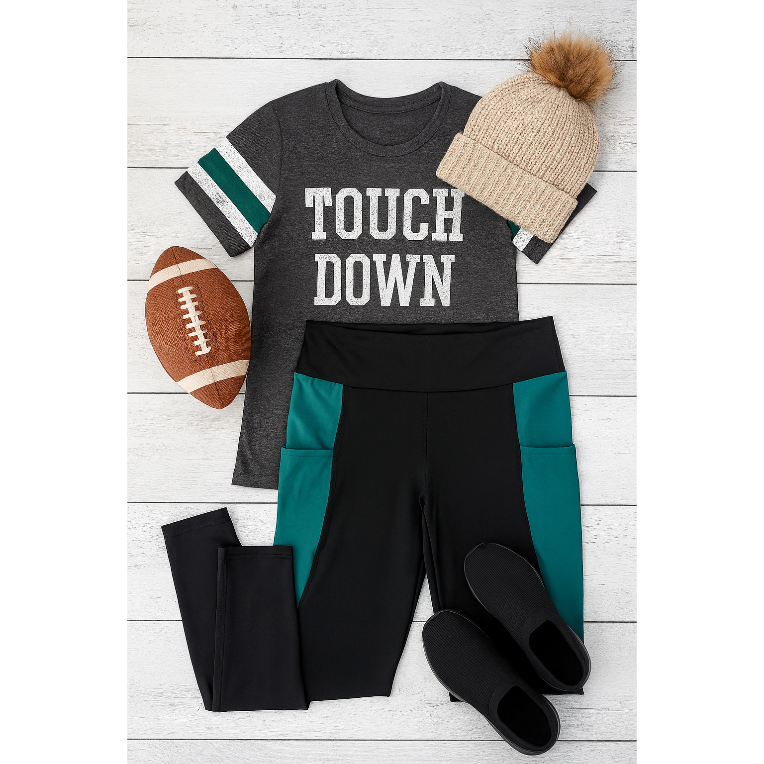 The Gracie- Green Panel Full Length Leggings