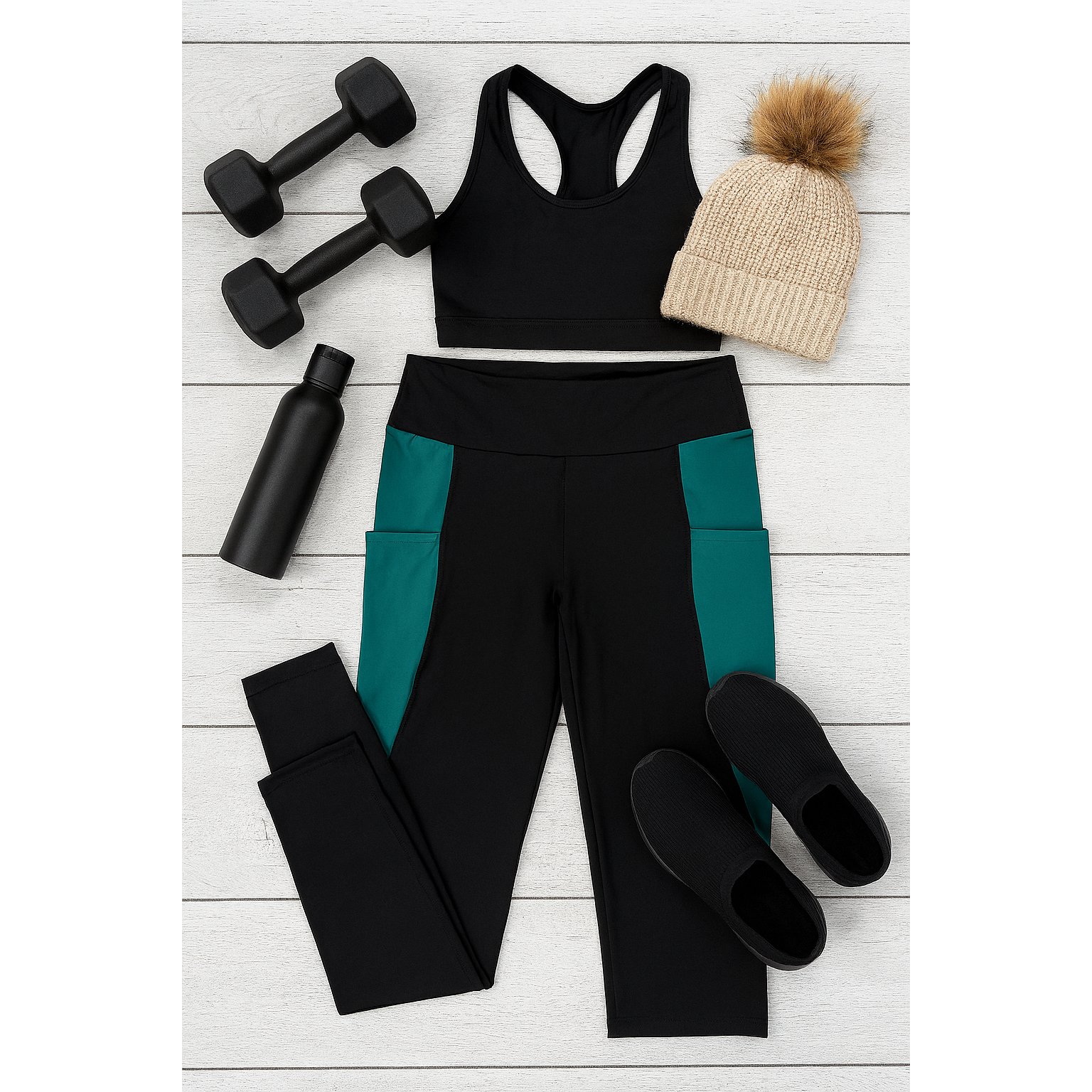 The Gracie- Green Panel Full Length Leggings