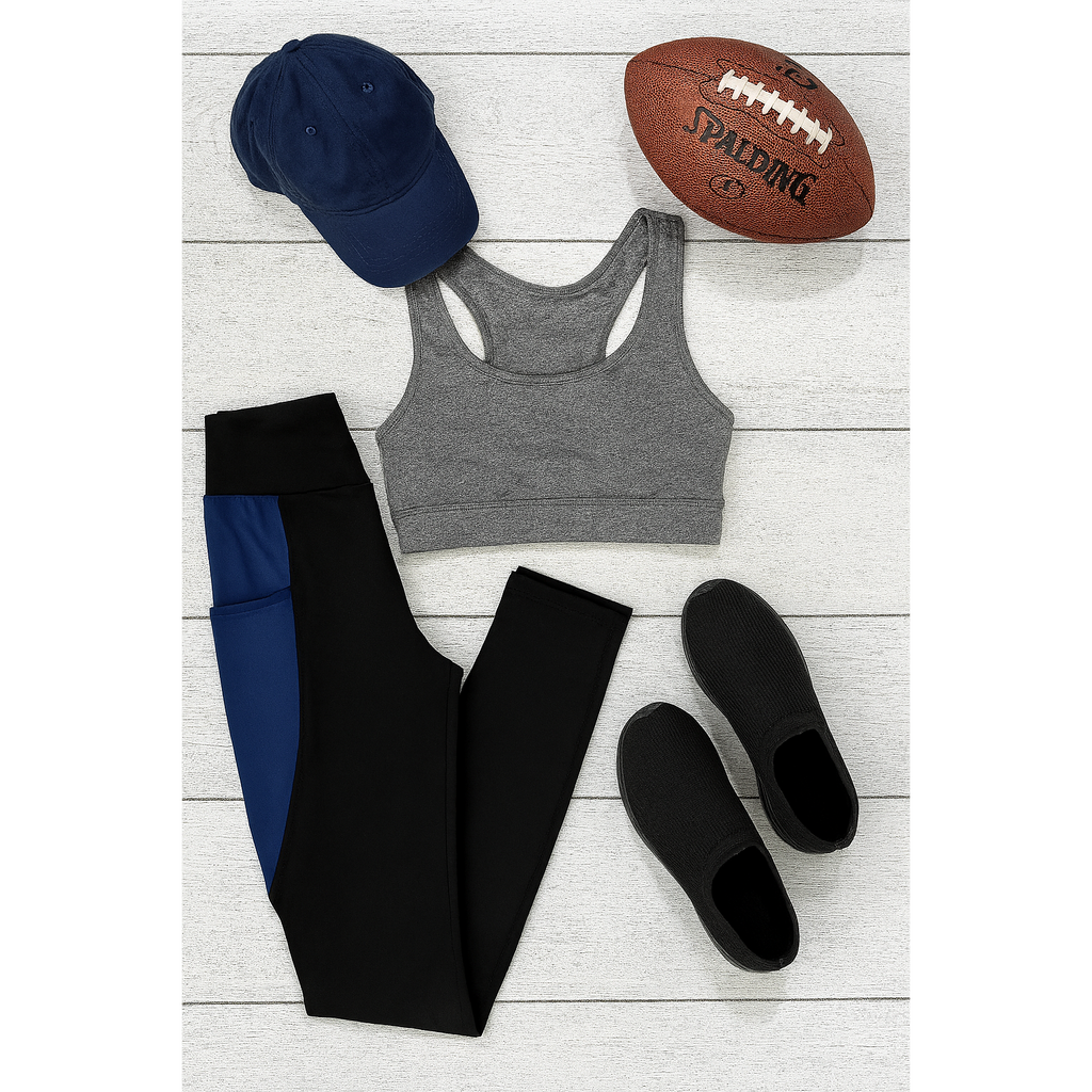 The Billie- Blue Panel Full Length Leggings