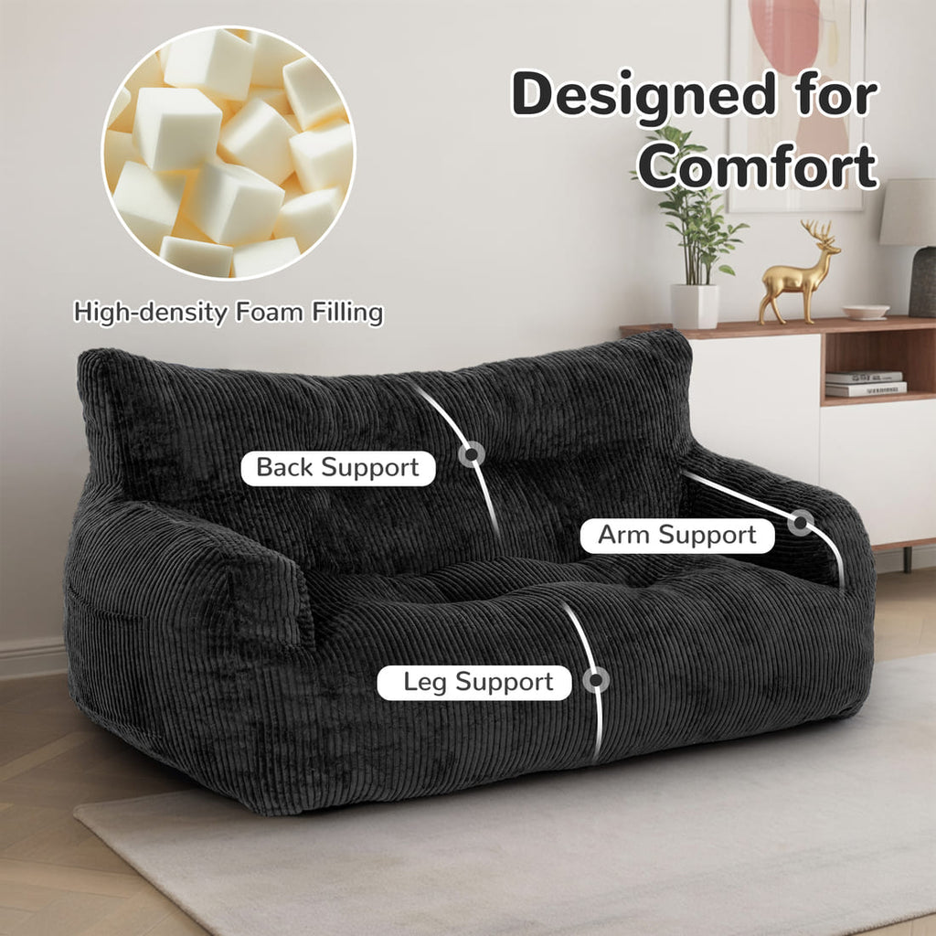 Pamapic 2-Seat Structured Big Bean Bag Chairs for Adult